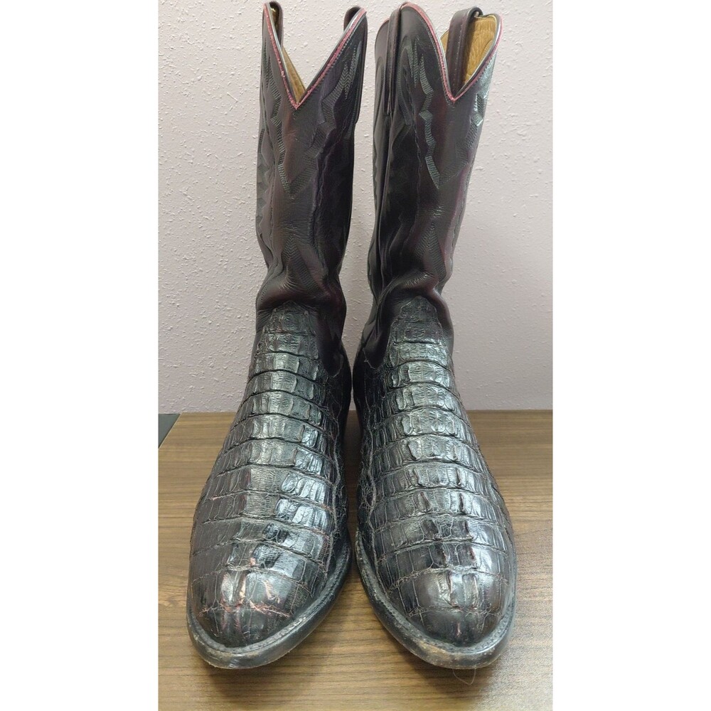 Lucchese Alligator Boot T3211R Blk Cherry Caiman Hornback 2000’s Vintage 13 EE - Picture 2 of 16